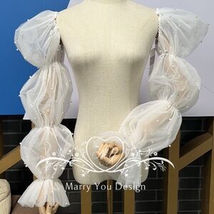 Brand New Wedding Sleeves tulle with pearls